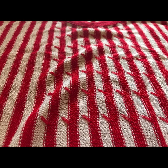 Vintage striped red white knit top - Picture 9 of 10